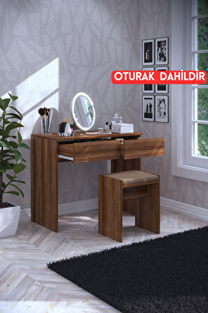 Mars İki Çekmeceli Tabureli Makyaj Masası