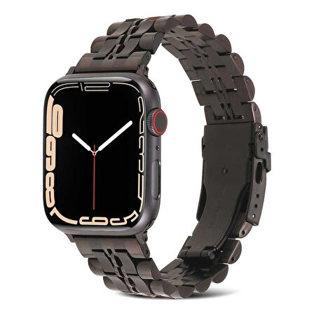 Gpack Apple Watch 9 41mm Kordon Mat Parlak Şerit Bakla Desenli Krd54
