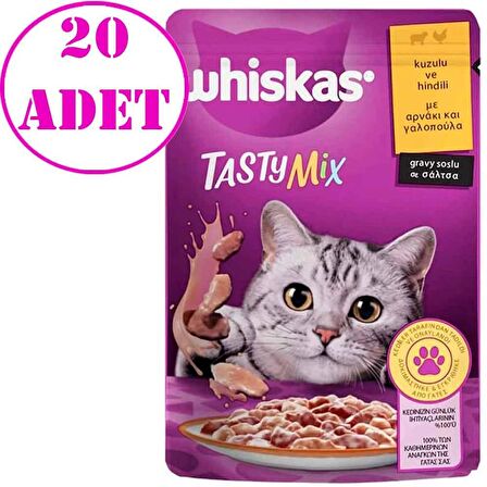 Whiskas Tasty Mix Kuzulu Hindili Kedi Maması 85 gr 20 AD