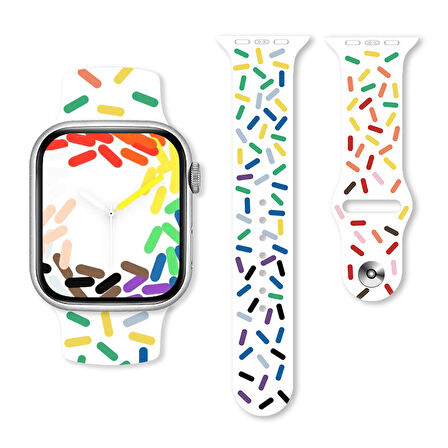 Gpack Apple Watch 9 41mm Kordon Silikon Pride Spor Pozitif Renkler Sc10