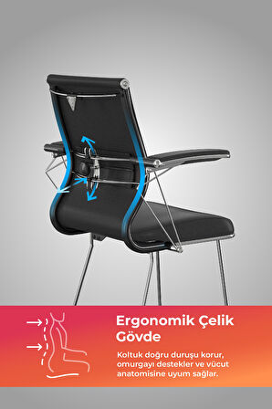 Ergolife Sit 10 Sandalye | Krom Ayaklı, Deri Kaplama, Siyah, Bar Sandalyesi -178.22.1.778