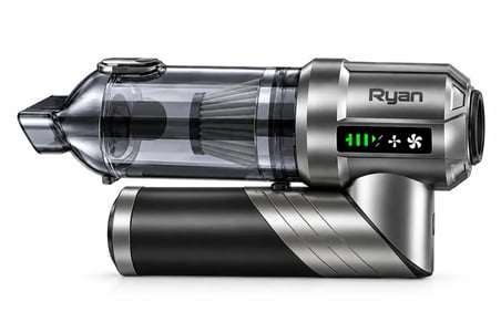 Bagajon Ryan 20.000 Pa 7.500 mAh Katlanabilir Araç Süpürgesi – 120W Fırçasız Motor, Üfleme & Vakum, Çantalı