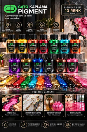 GATO Kaplama Solvent Bazlı Transparan Sıvı Pigment Boya Seti 13 Renk x 100 ml Renklendirici