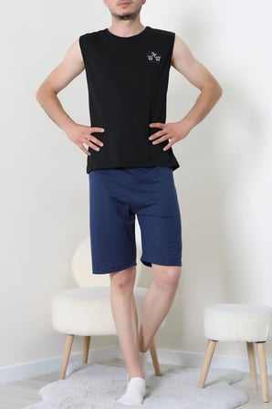 Modi Green Süprem Şortlu Erkek Pijama Takımı Siyahlacivert - 42983.1048.