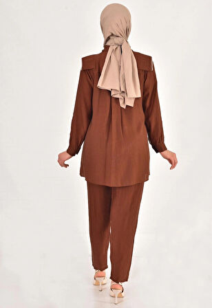 LİNA KETEN KUMAŞ TAŞ DETAYLI TESETTÜR 2Lİ TAKIM