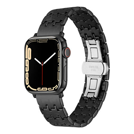 Gpack Apple Watch 9 45mm Kordon Metal Zigzag Fit Tasarım Desenli KRD86