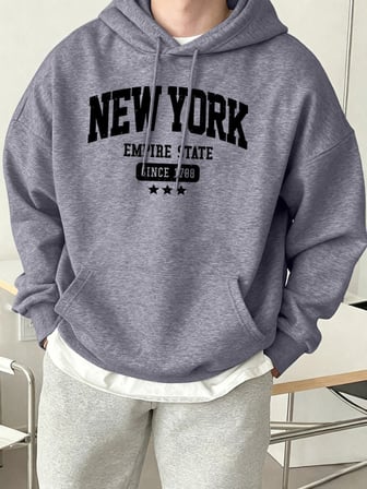 New York Empire State 1788'den Bu Yana Desen Erkek Sonbahar Günlük Kapüşonlular Moda Spor Kaz
