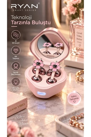 Ryan Dil Çevirili Kablosuz Bluetooth 5.3 Kulaklık ANC Gürültü Engelleme Açık Kulak Tasarım Charm Aksesuarlı – Pembe