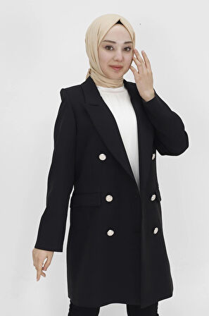 Sahte Cep Detaylı Kruvaze Yaka Blazer Ceket