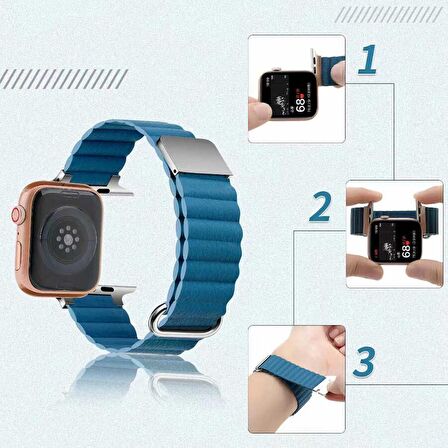 Gpack Apple Watch SE 2 2023 44mm Kordon Strap Metal Toka Pu Deri Krd78