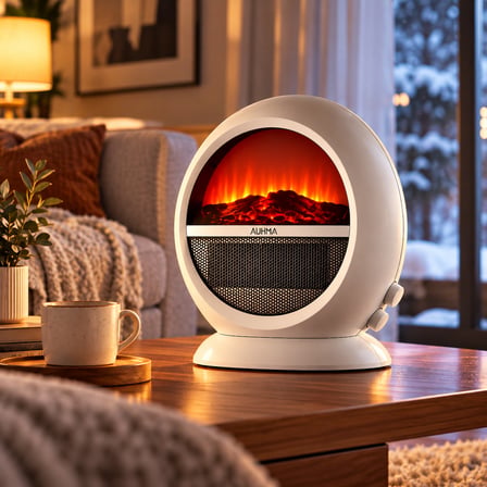 Auhma AT2H Şömine Efektli Elektrikli Isıtıcı Fan 2000W – 2 Kademeli, Sessiz DC Motor, Termostatlı, Devrilme Korumalı
