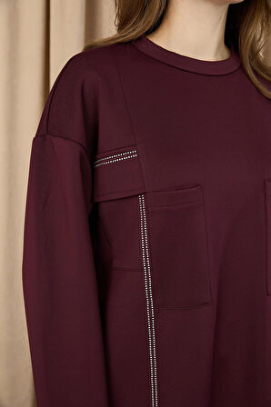 Puane Scuba Kumaş Taş Detaylı Takım