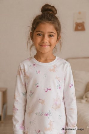 Kız Çocuk Yeni sezon Pamuklu  Desenli Pijama Takım TKM1021