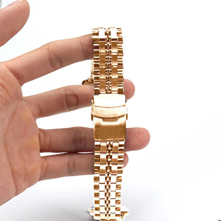 Gpack Apple Watch Ultra 2 Kordon Mat Parlak Şerit Bakla Desenli Krd54