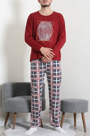 Modi Green Süprem Ekoseli Uzun Kollu Erkek Pijama Takımı Bordo - 75258.1838.