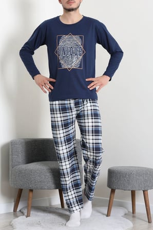 Modi Green Süprem Ekoseli Uzun Kollu Erkek Pijama Takımı İndigo - 75258.1838.