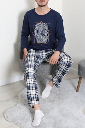 Modi Green Süprem Ekoseli Uzun Kollu Erkek Pijama Takımı İndigo - 75258.1838.