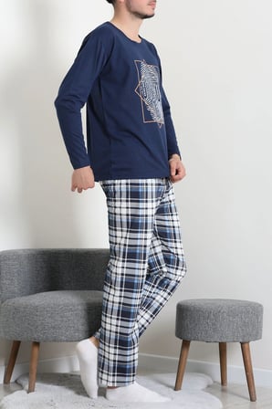Modi Green Süprem Ekoseli Uzun Kollu Erkek Pijama Takımı İndigo - 75258.1838.