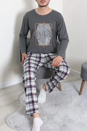 Modi Green Süprem Ekoseli Uzun Kollu Erkek Pijama Takımı Antrasit - 75258.1838.