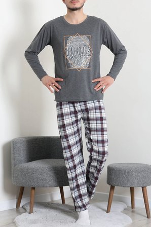 Modi Green Süprem Ekoseli Uzun Kollu Erkek Pijama Takımı Antrasit - 75258.1838.