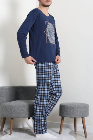 Modi Green Süprem Ekoseli Uzun Kollu Erkek Pijama Takımı Lacimavi - 75258.1838.