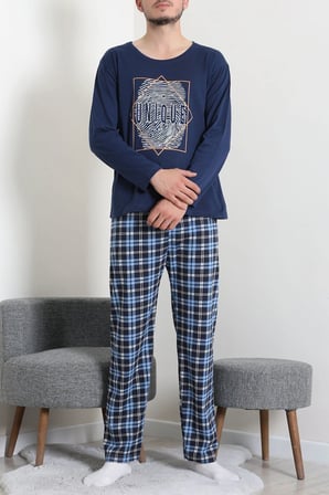 Modi Green Süprem Ekoseli Uzun Kollu Erkek Pijama Takımı Lacimavi - 75258.1838.