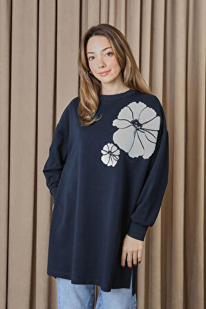 Puane 2 İp Kumaş Taş ve Baskılı Detaylı Sweatshirt