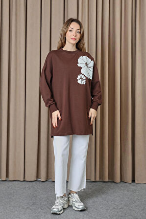 Puane 2 İp Kumaş Taş ve Baskılı Detaylı Sweatshirt