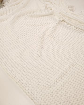 Ekru İnce Dökümlü Pamuklu File Kumaş Bluzluk & Tuniklik En: 125cm