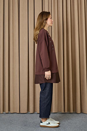 Puane 2 İp Kumaş Taş ve Nakışlı Detaylı Sweatshirt