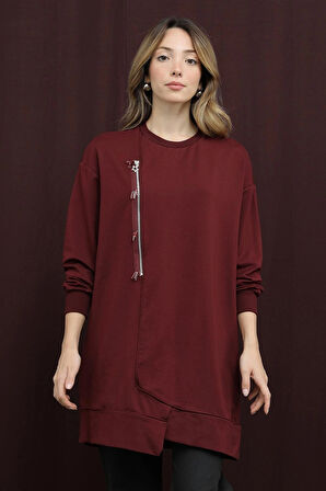 Puane 2 İp Kumaş Fermuar Detaylı Sweatshirt