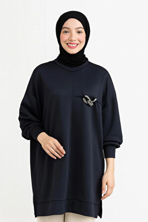 Puane Scuba Kumaş Aksesuar Detaylı Sweatshirt