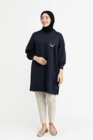 Puane Scuba Kumaş Aksesuar Detaylı Sweatshirt