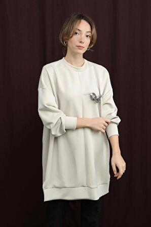 Puane Scuba Kumaş Aksesuar Detaylı Sweatshirt