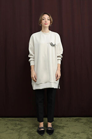 Puane Scuba Kumaş Aksesuar Detaylı Sweatshirt