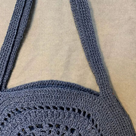 Uretti - Yıldız 7202 El Örgüsü Kağıt İp Hasır Çanta - Lacivert