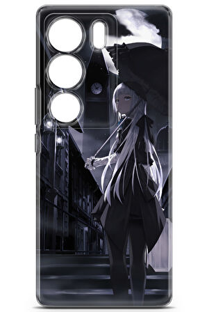 Vivo V29 5G uyumlu Girls 21 TPU Silikon Beyaz Saç Şemsiye Gece 