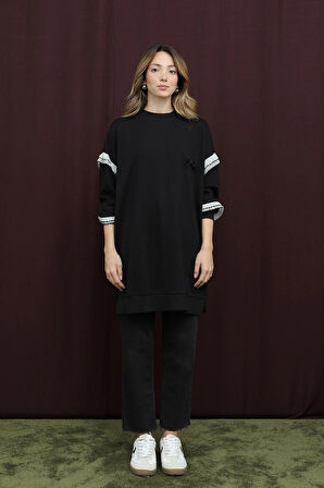 Puane 2 İp Kumaş Fırfır Detaylı Sweatshirt