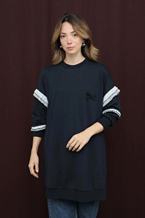 Puane 2 İp Kumaş Fırfır Detaylı Sweatshirt