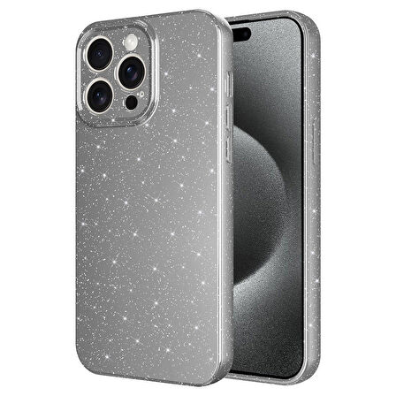 Gpack Apple iPhone 15 Pro Max Kılıf Koton Simli Silikon Arka Kapak Kamera Korumalı