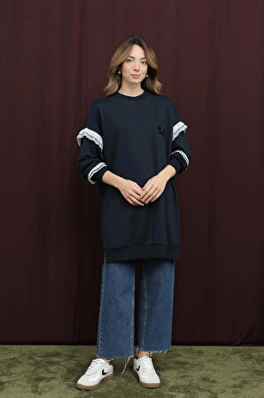 Puane 2 İp Kumaş Fırfır Detaylı Sweatshirt