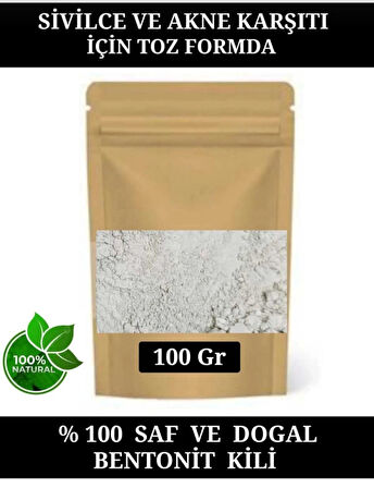 SİVİLCE VE AKNE KARŞITI Bentonit Kil Toz Formda Saf Ve Doğal Bentonit Kili 100 Gr.