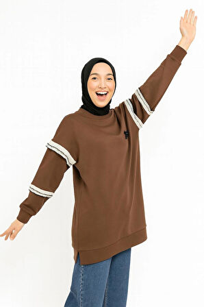 Puane 2 İp Kumaş Fırfır Detaylı Sweatshirt