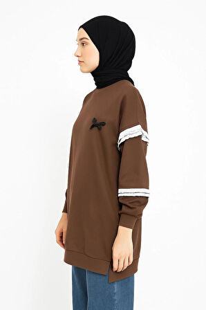 Puane 2 İp Kumaş Fırfır Detaylı Sweatshirt