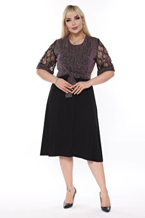 Işıltılı Büyük Beden Abiye Elbise 17B-2319
