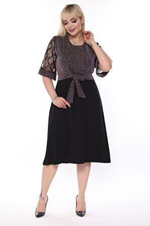 Işıltılı Büyük Beden Abiye Elbise 17B-2319