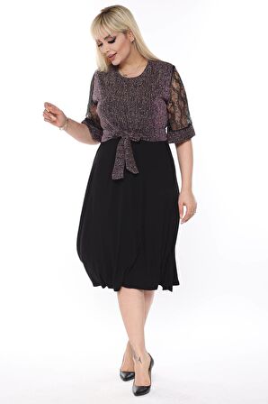 Işıltılı Büyük Beden Abiye Elbise 17B-2319