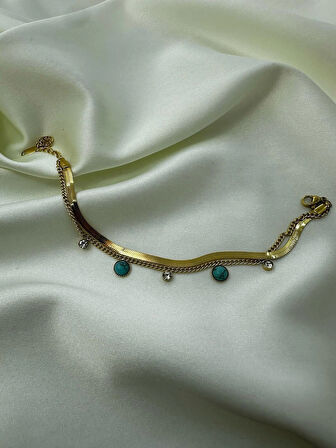 2'Lİ İTALYAN MODEL EZME VE YILAN DETAYLI PASLANMAZ ÇELİK GOLD BİLEKLİK