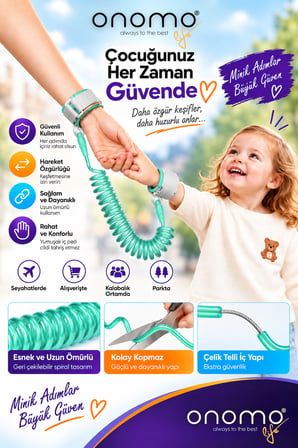 Life Yeşil Çocuk Bebek Kaybolma Önleyici Yürüyüş Emniyet Kemeri Anne Bileklik Güvenlik Bilekliği