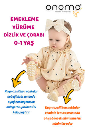 Life Bebek Yürüme Emekleme Çorap ve Dizlik Seti 1 Çift Karışık Renk